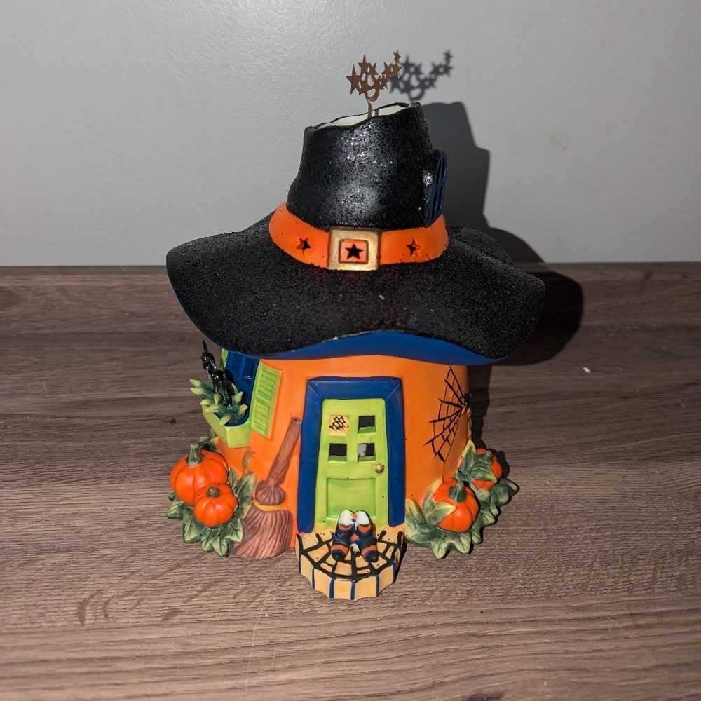 PartyLite P8607 Pumpkin Witch House Halloween Decorative Tea light Candle Holder